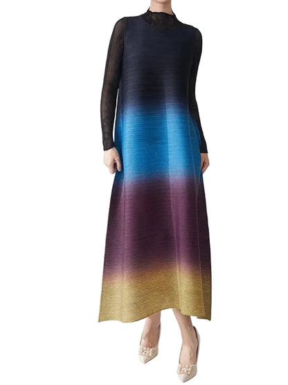 🍒Women's high-end clothing dress sleeveless long loose outfit gradual colour ombre fashion wear sleeveless loose long dress for party occasion wear  Gravitate To Gradual