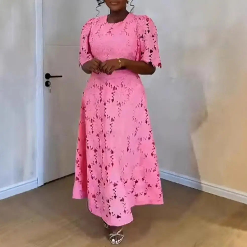 🍒Women's 2 Piece skirt set lace flower top and matching skirt smart casual outfits for women short sleeve round neck top and high waisted maxi skirt summer vacation clothing Get Laced In Colour