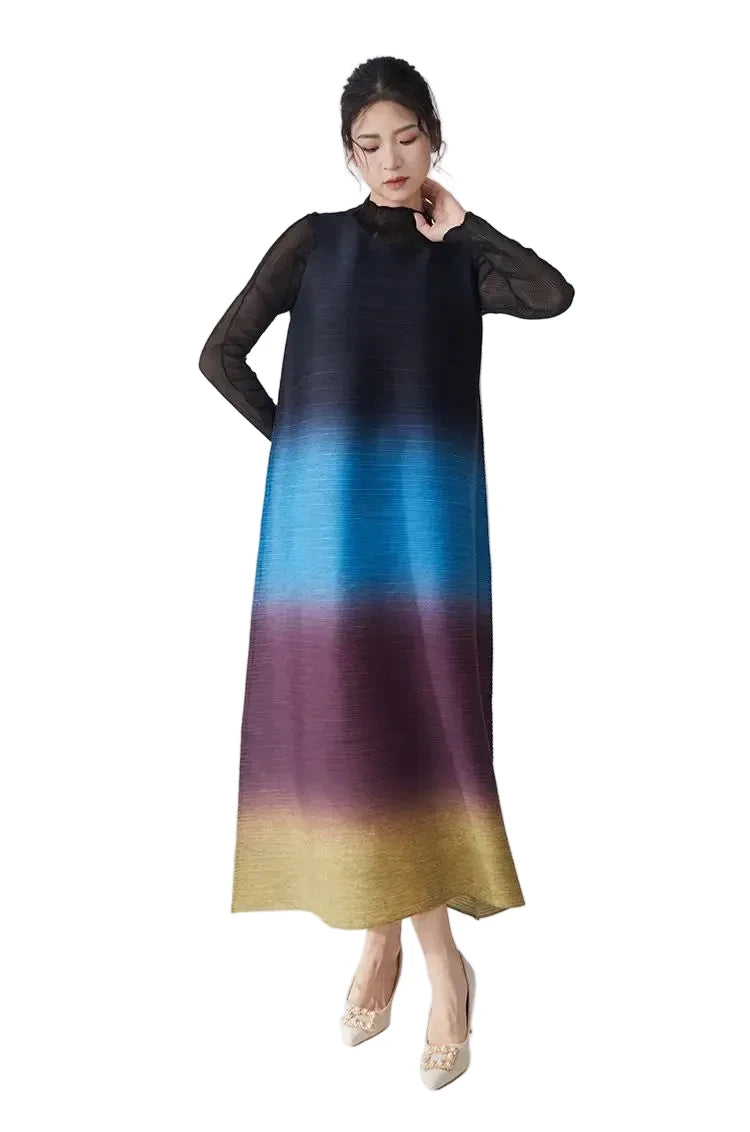 🍒Women's high-end clothing dress sleeveless long loose outfit gradual colour ombre fashion wear sleeveless loose long dress for party occasion wear  Gravitate To Gradual