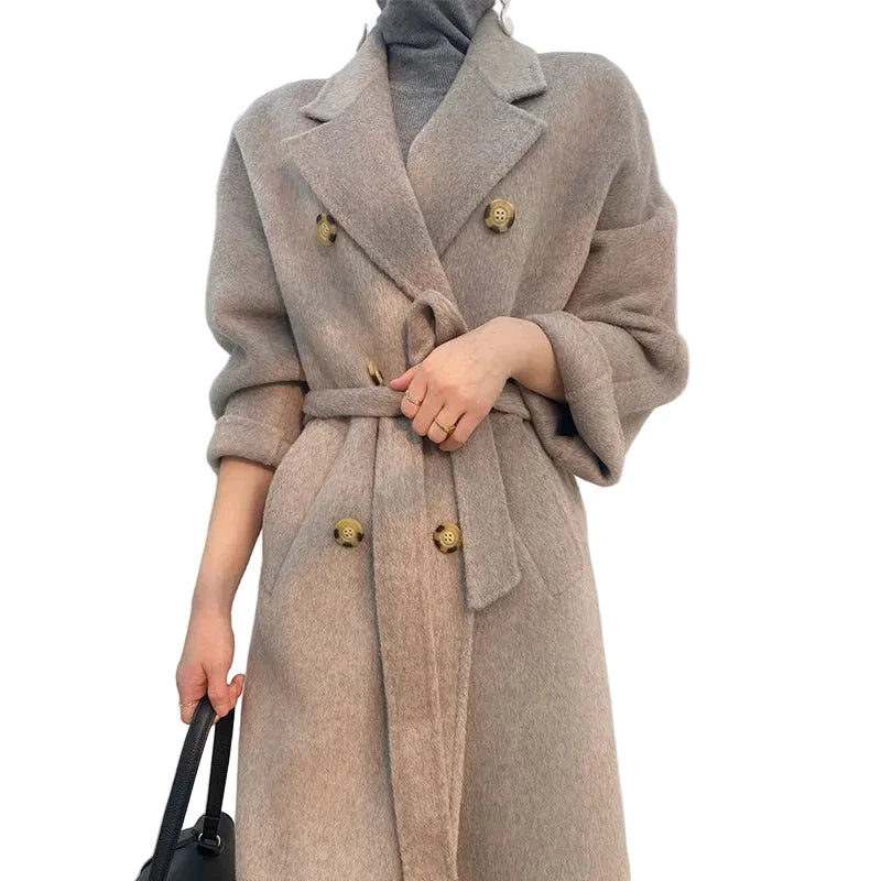 🍒Cashmere and wool coat thick double-sided two in one coat fashion for women beautiful Suit Jackets With Belt No Pulling The Wool Over Your Eyes With This Cashmere