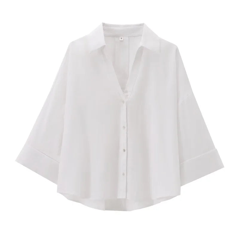 🍒Summer three quater sleeve shirt three quarter sleeve women's refreshing blend loose blouse tops simple casual shirt Y2K fashion Relax In Relaxed Classics