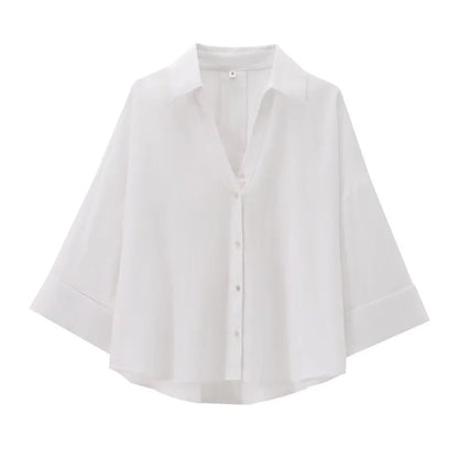🍒Summer three quater sleeve shirt three quarter sleeve women's refreshing blend loose blouse tops simple casual shirt Y2K fashion Relax In Relaxed Classics