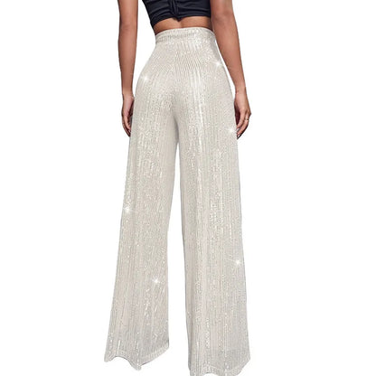 🍒High waist sequin flare pants sparkle loose casual wide leg trousers bell bottom trousers glitter clubwear party wear  Alls Flare In Glitz And Glam