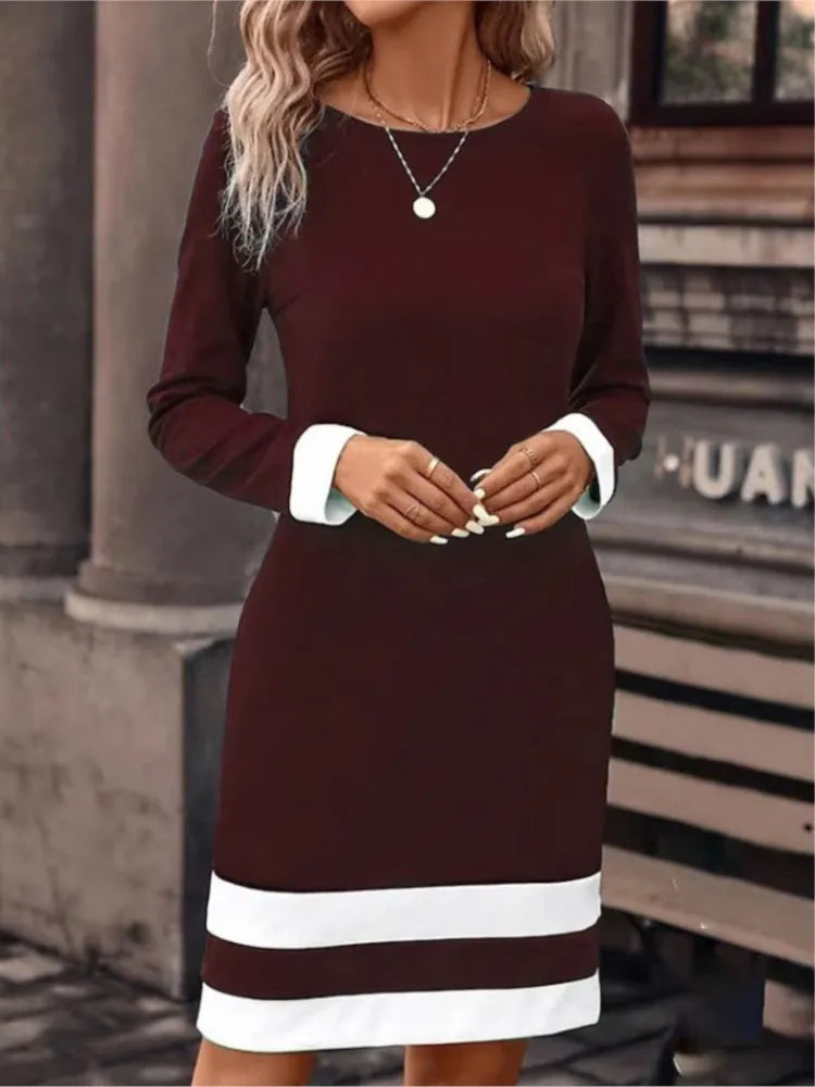 🍒Autumn winter fashion slim fitting long sleeve knitted dress women round neck outfit female smart casual clothes Cool Fashion Lines