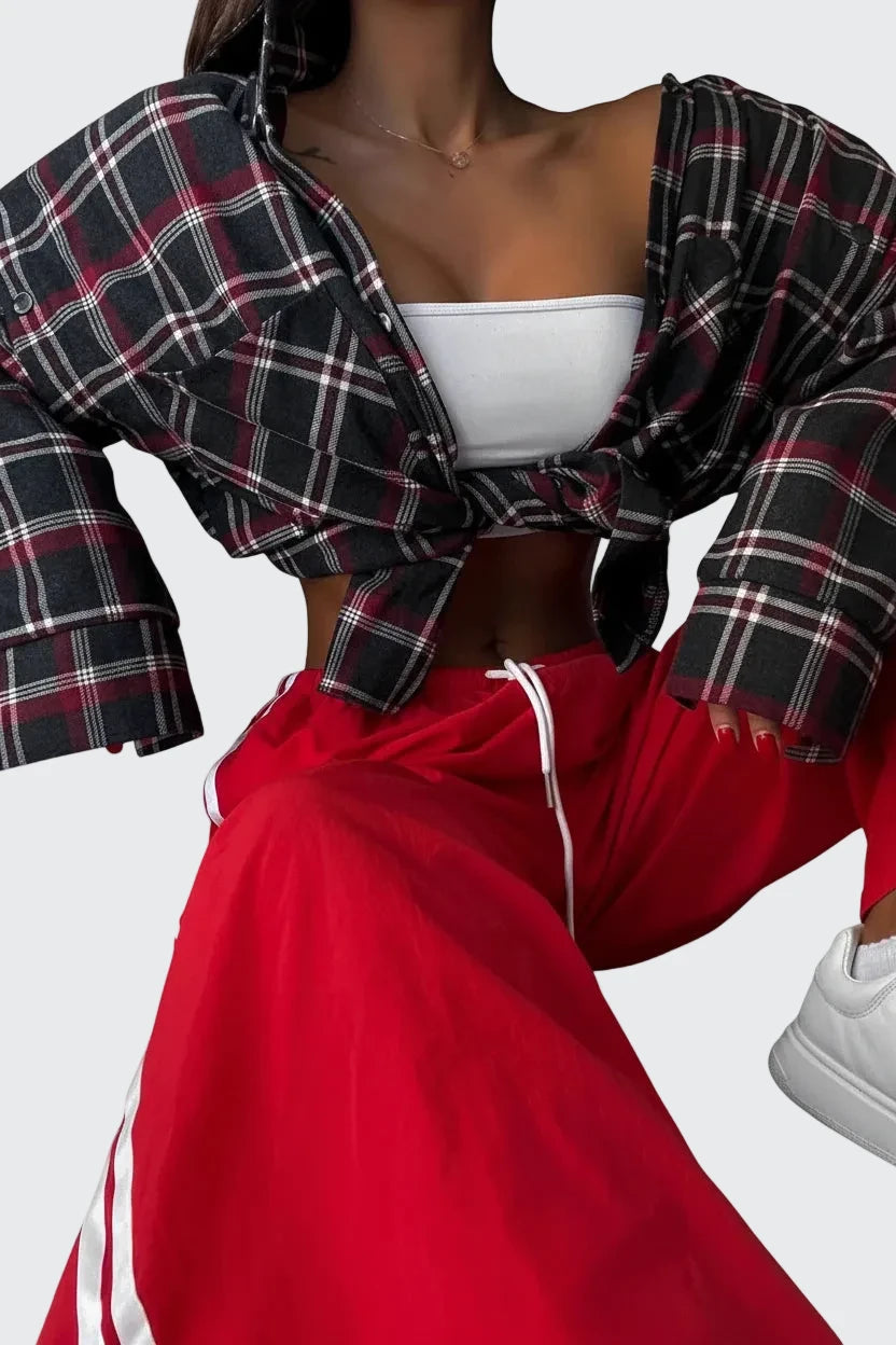 🍒Women's spring shirt Jacket checkered short-sleeved pocket retro luxurious chic trendy minimalist fashion check blouse designer comfy style clothing Dont Be Stale Mate Get This Checkers