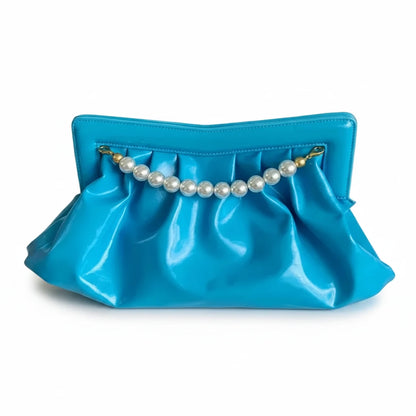 🍒Womens pleated clutch large chain design pearl handbag banquet envelope evening bag large capacity clutch for occasion smat casual accessories SHINE with a PATENT and CLUTCH your cool