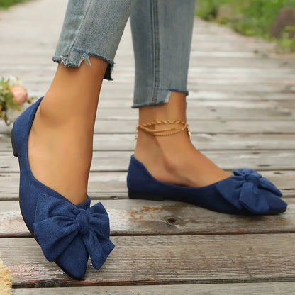 🍒Bow shoes flat fashion footwear comfortable and versatile genuine suede women's shoes smart casual simple wear-resistant flat occasion footwear for partes bottom bow outdoor slippers Walk BOW-ldly In Your Bows