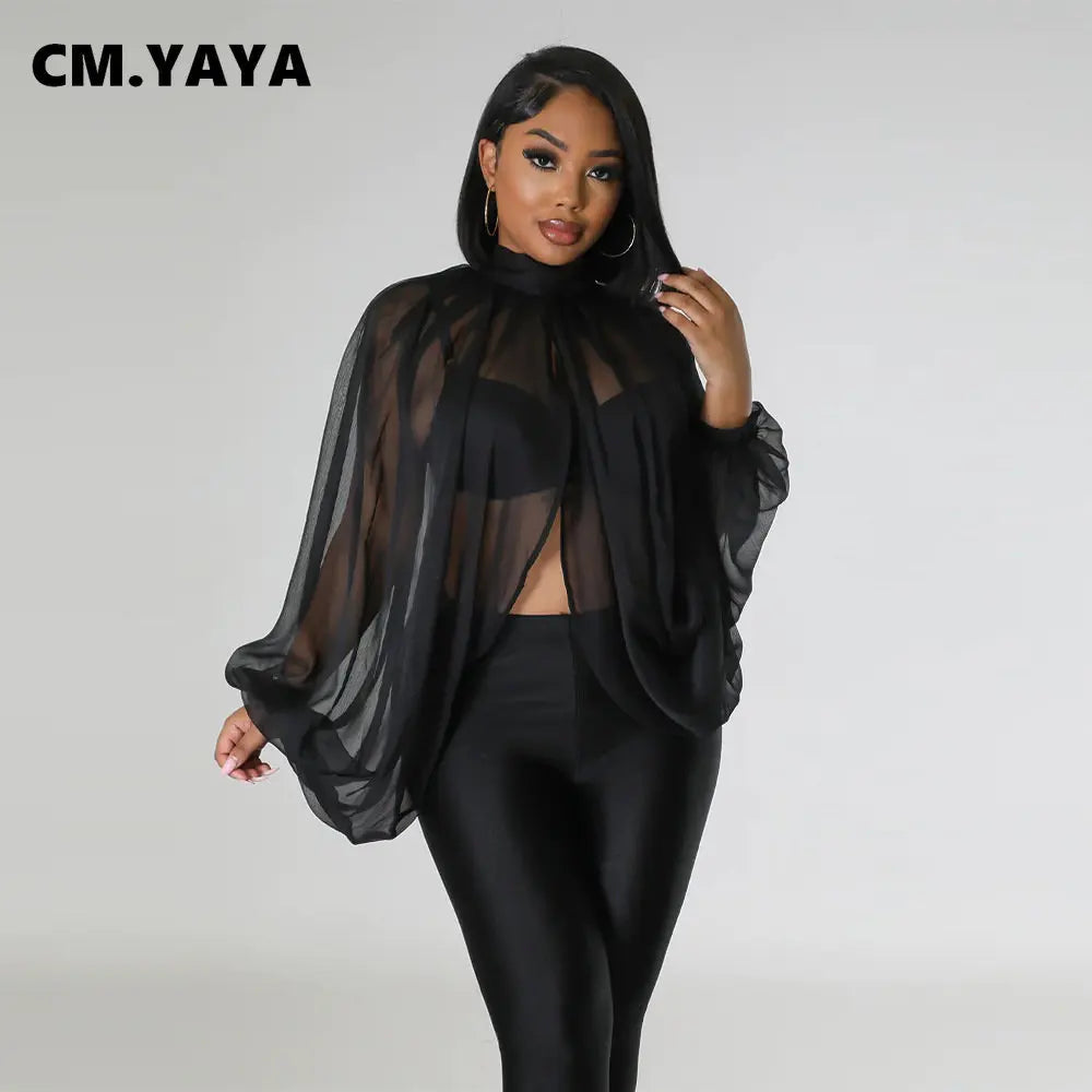 🍒Colourful chiffon blouses plus size printed front split blouse fashion batwing loose fitting see though top with puff sleeves party night club blouses shirt for women OPEN Up Your Armoire to A Cool BLOUSE