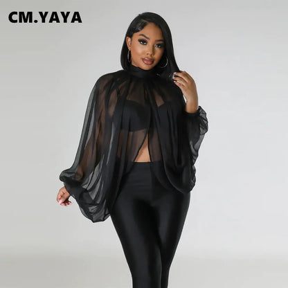 🍒Colourful chiffon blouses plus size printed front split blouse fashion batwing loose fitting see though top with puff sleeves party night club blouses shirt for women OPEN Up Your Armoire to A Cool BLOUSE