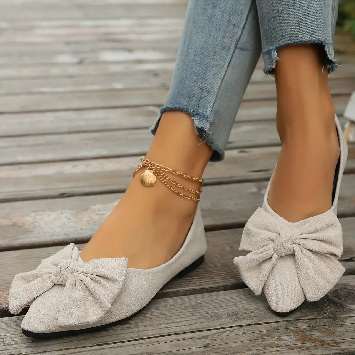 🍒Bow shoes flat fashion footwear comfortable and versatile genuine suede women's shoes smart casual simple wear-resistant flat occasion footwear for partes bottom bow outdoor slippers Walk BOW-ldly In Your Bows
