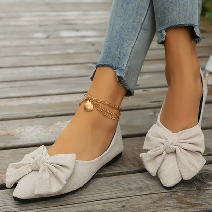 🍒Bow shoes flat fashion footwear comfortable and versatile genuine suede women's shoes smart casual simple wear-resistant flat occasion footwear for partes bottom bow outdoor slippers Walk BOW-ldly In Your Bows