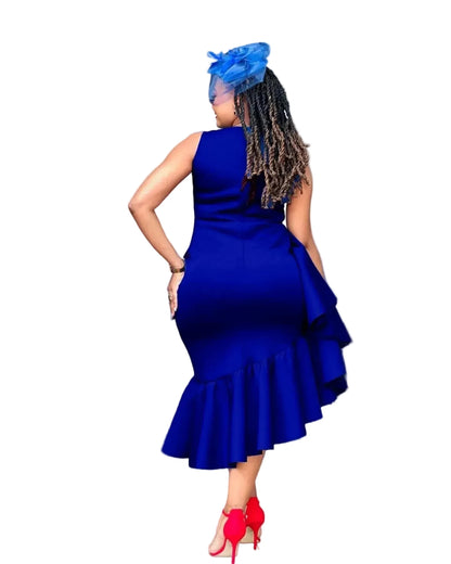 🍒Summer outfit for women smart casual sleeveless dress solid ruffle hem midi irregular party birthday wedding long female fashion occasion   Frill Yourself This Summer