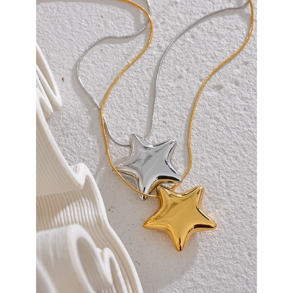 🍒Stainless steel star pendant necklace waterproof pvd 18K plated jewelly steel fashion Jewellery attractive accessories for women Get This Star Its A Steel