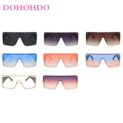 🍒Large frame sunglasses unisex womens rimless one-piece wide-rimmed sunglasses fashion eyeglasses UV400 protection See Through Fun Sunnies