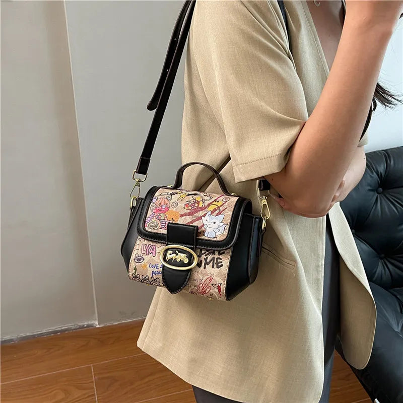🍒Graffiti handbag/Purse women's bag designer luxury shoulder bag lu leather ladies messenger bag pink crossbody bag casual bag  No Word Of A Lie This GRAFFITI Bag CAN Be Yours