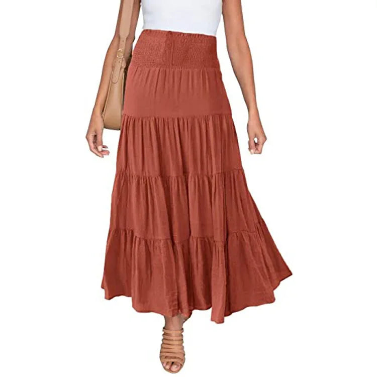 🍒High waisted midi skirts fashion clothing for women casual long skirt outfit Midaxi gypsy casual wear summer wear Beau boo