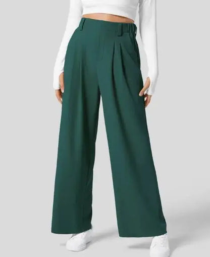 🍒Elegant women straight pants flowy solid colour high waisted trousers wide leg work wear female fashion clothes No Need To Put The Leg Work In To Get These Legs