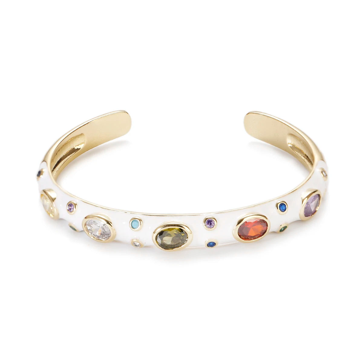 🍒Luxury zircron stone bangle colour crystal bracelet gold color for women summer classic pink oil drip jewlery thin cuff bracelets rhinestones gifts for women