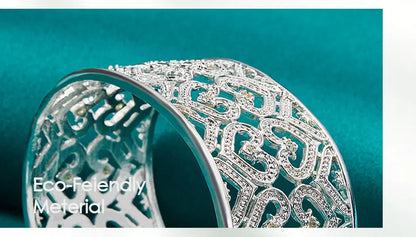 🍒925 Sterling silver bangle big 28mm heart bracelet silver woman's jewellery wedding engagement fashion party wear jewellery Wear Your Heart On Your Sleeve