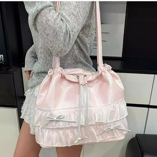 🍒Large capacity shoulder bag with bows versatile sweet girl fashion tote bag for women ballet style crossbody bag bow casual accessories