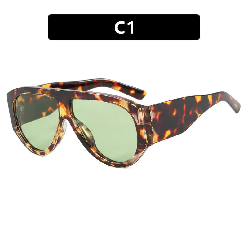 🍒Vintage oval gradient sun shades T sunglasses trendy designer sunnies unisex driving sun glasses women leopard shades uv400wide Eye This Tiger