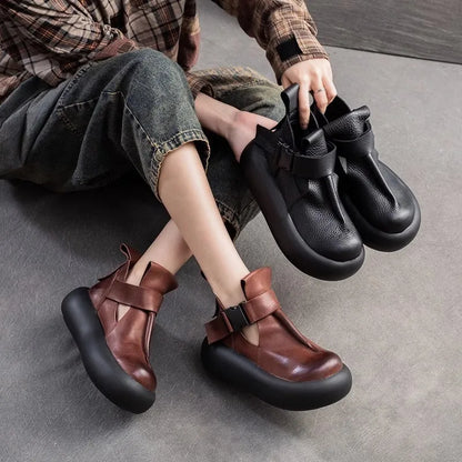 🍒Buckle leather shoes thick sole non slip oxford booties hollow buckle leather fashion comfortable Increase non-slip footwear Don’t Slip Up On These Non slips Slip These In Your Basket