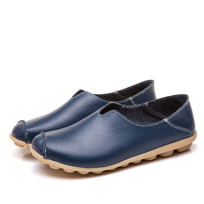 🍒Genuine leather light weight summer slip on shoes for holiday breathable footwear for women real leather rubber sole cowhide casual walkers Bright Breathy Bobbles