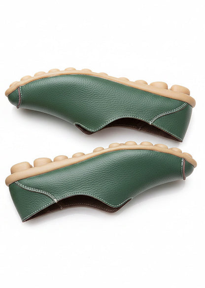 🍒Genuine leather light weight summer slip on shoes for holiday breathable footwear for women real leather rubber sole cowhide casual walkers Bright Breathy Bobbles