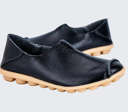 🍒Genuine leather light weight summer slip on shoes for holiday breathable footwear for women real leather rubber sole cowhide casual walkers Bright Breathy Bobbles