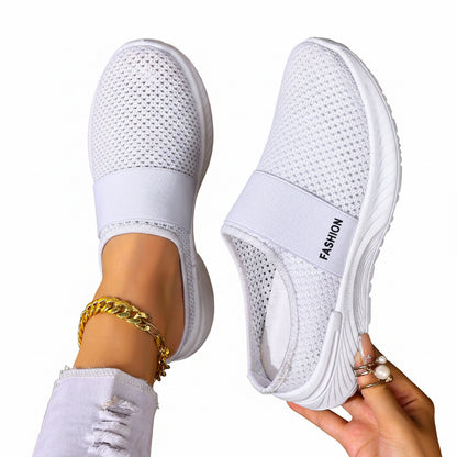 🍒Women slip on casual shoes mesh footwear breathable summer holiday footwear beach slides rubber sole Mules  Move Into Mesh Movers